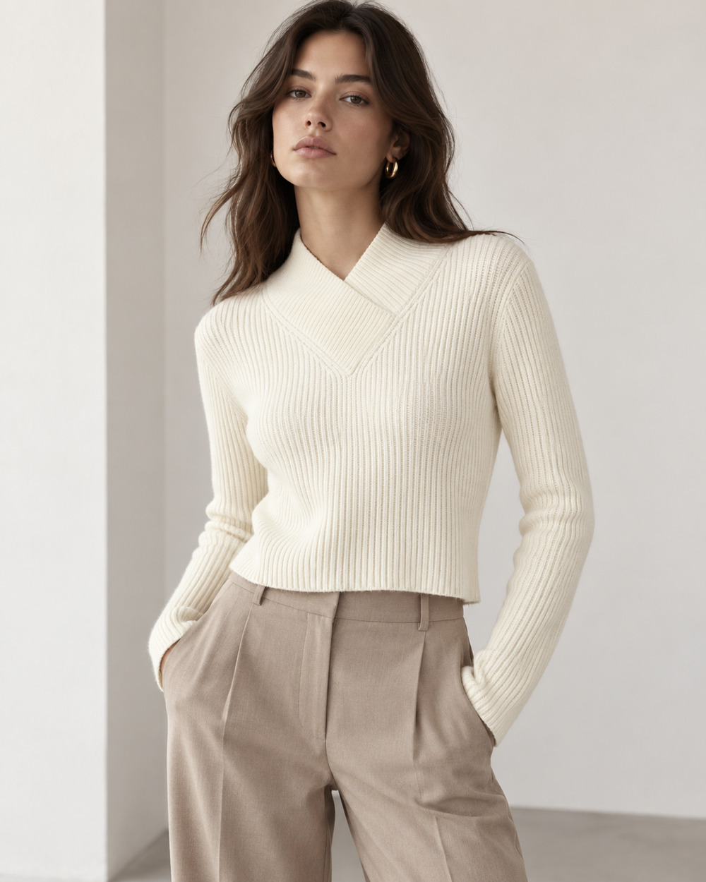 Zara Womens Ribbed Knit Sweater Small Cozy Core Soft Minimalist Old Money Preppy